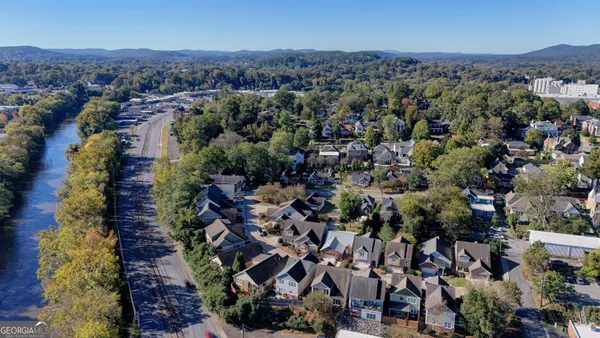 an aerial view of multiple house
