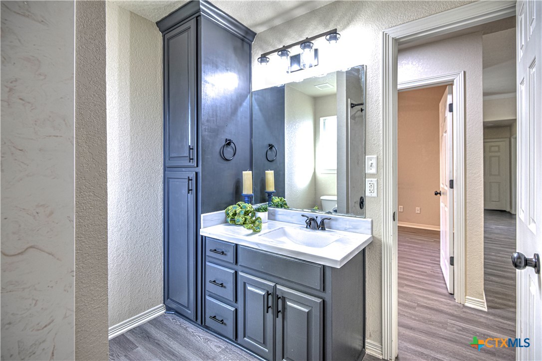 3106 Pitchfork Circle Belton, TX 76513 - Photo 25 of 45 a bathroom with a sink vanity and a mirror
