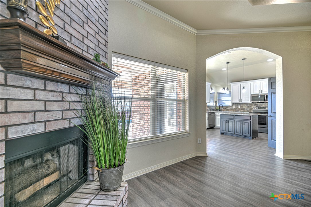 3106 Pitchfork Circle Belton, TX 76513 - Photo 9 of 45 a kitchen with a sink and a fireplace