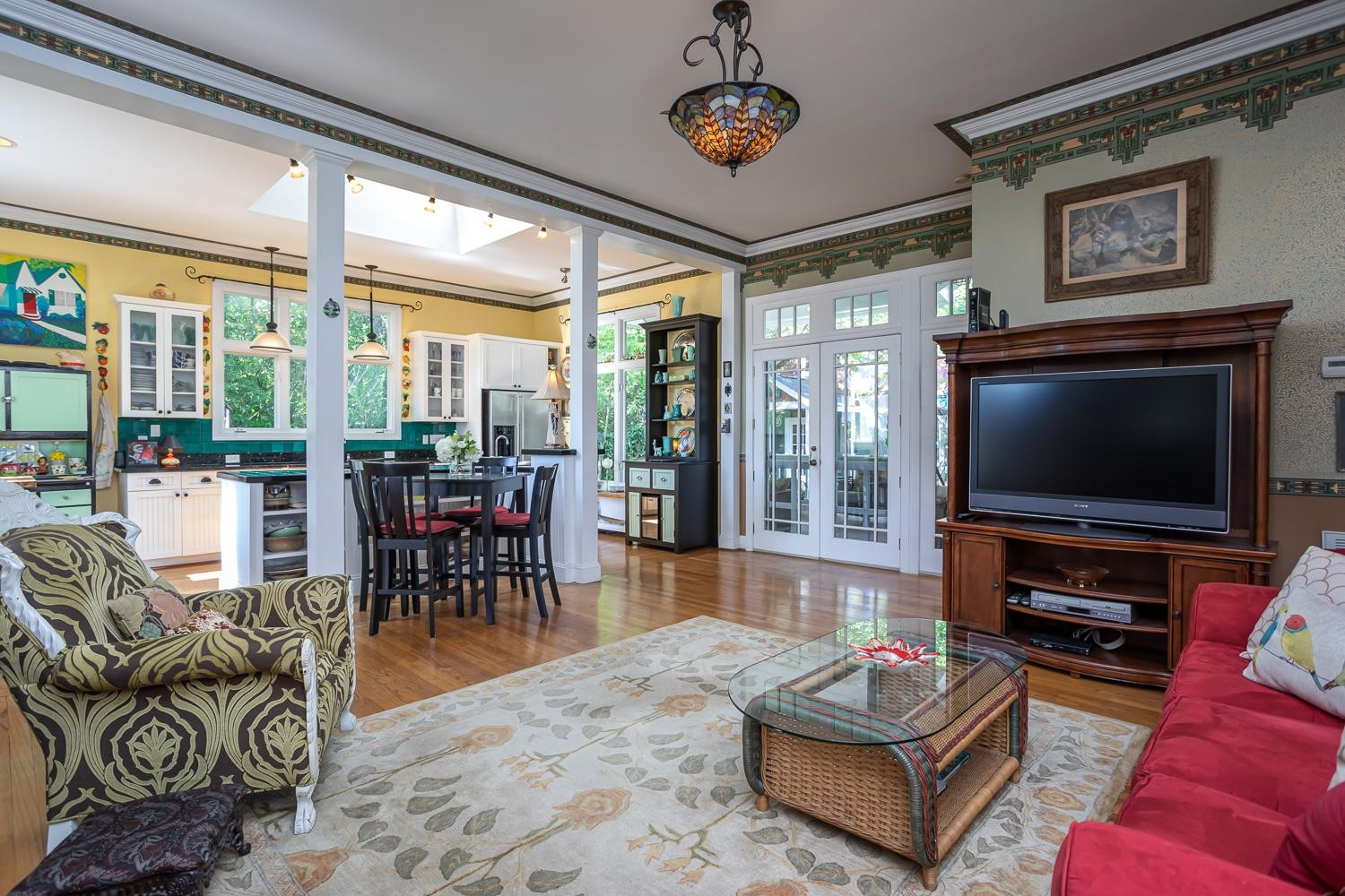 601 Leonidas Court Raleigh, NC 27604 - Photo 18 of 53 Looking toward French Doors, with two Screened Doors. Really has the feel and sound of a historic home Living Room