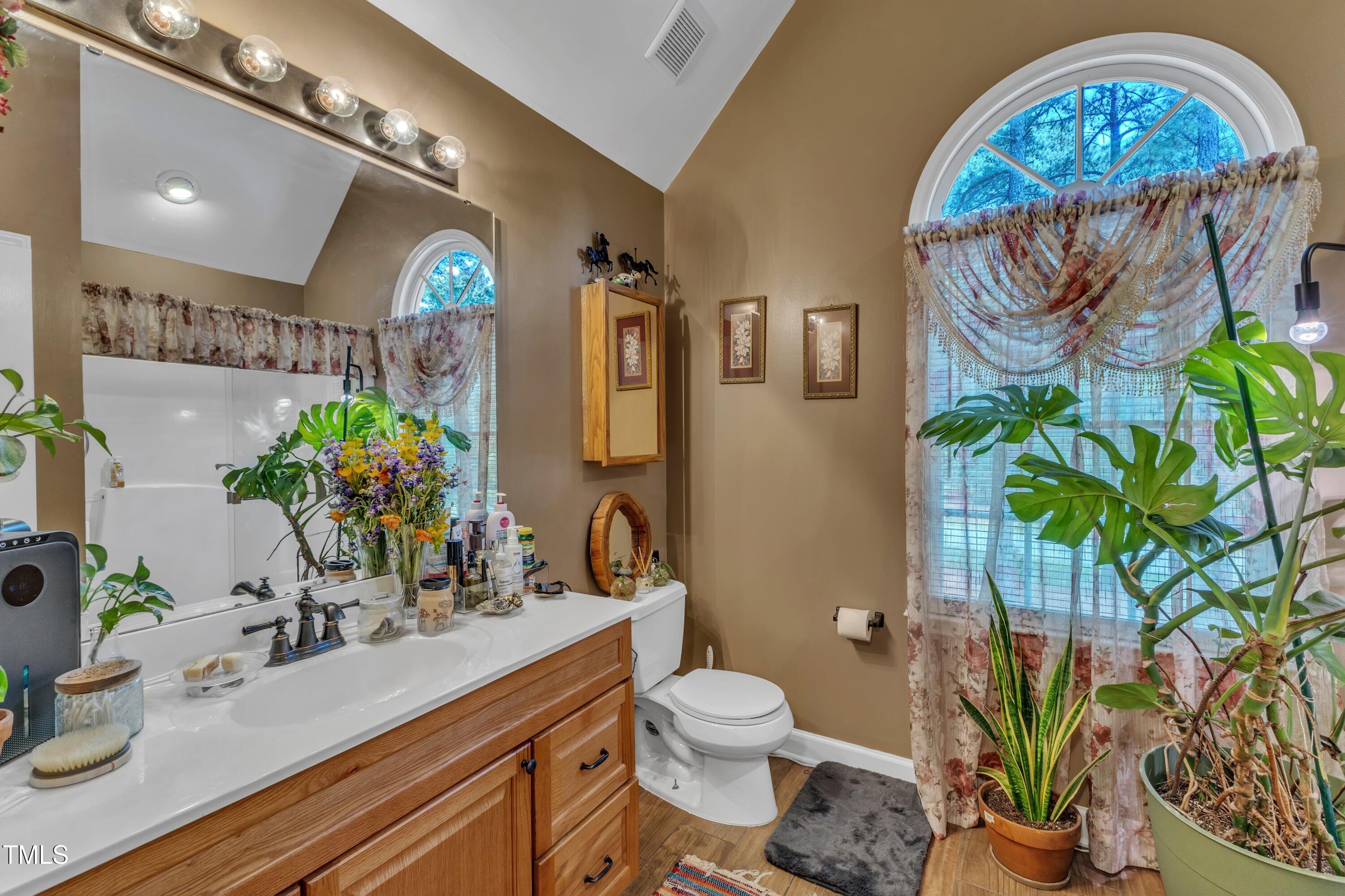 604 Young Forest Drive Wake Forest, NC 27587 - Photo 33 of 55 a bathroom with a sink a mirror and a toilet