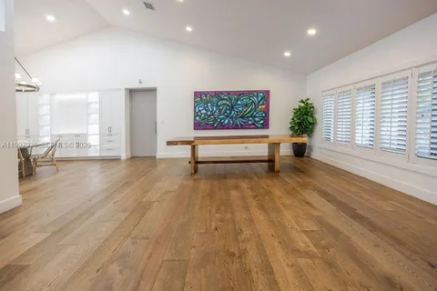 a view of a hallway with a couch