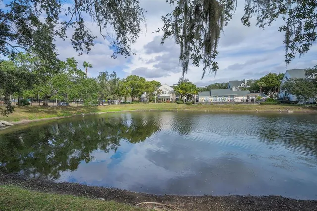 a view of a lake with outdoor space