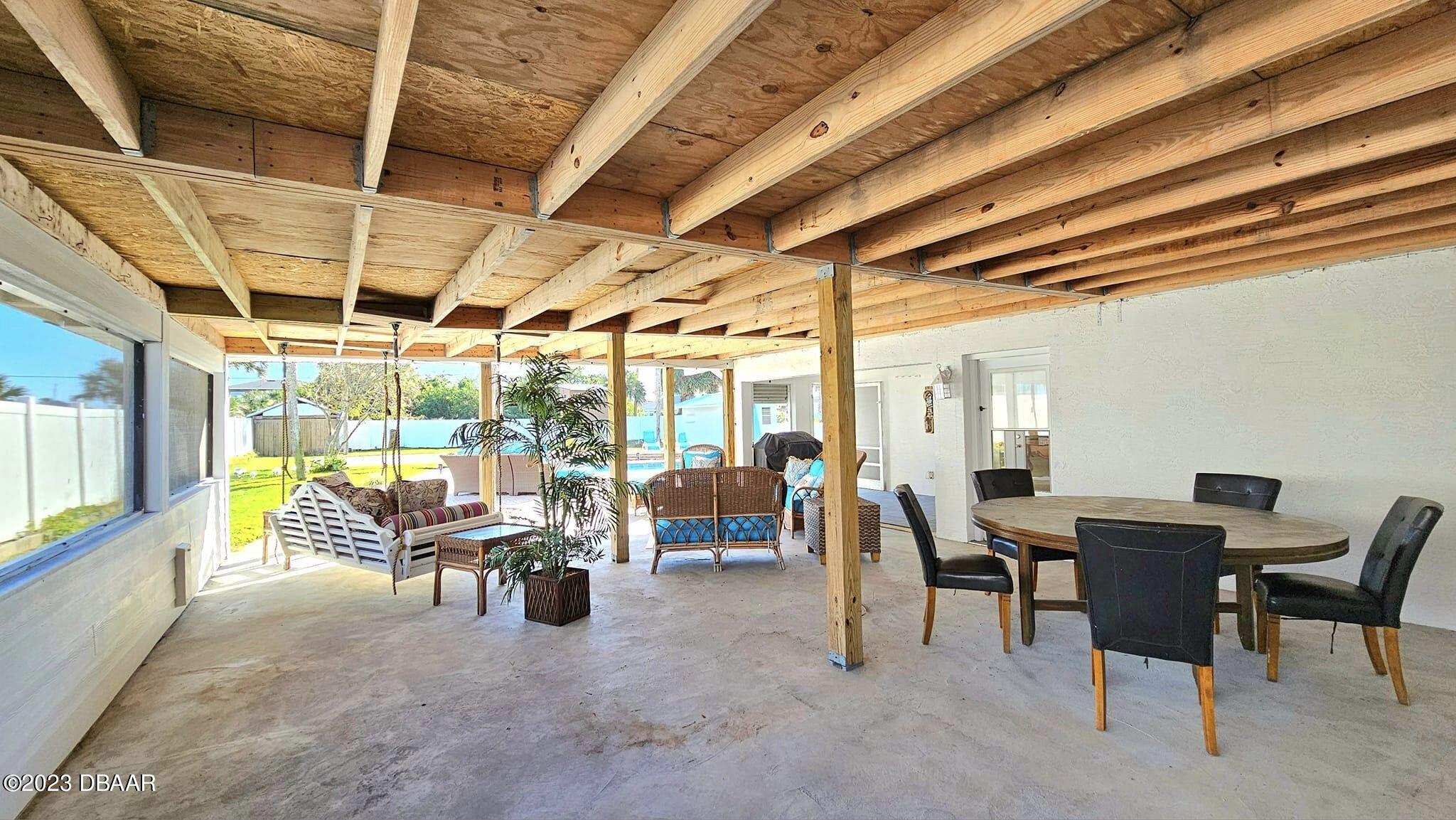 6 Sunrise Avenue Ormond Beach, FL 32176 - Photo 73 of 83 a view of a dining room with furniture large windows and wooden floor