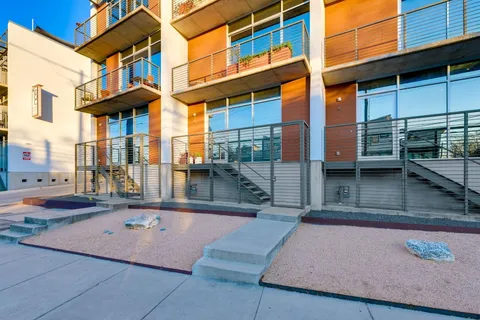 a view of an entrance of the building