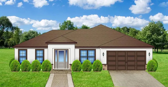 a front view of a house with a yard