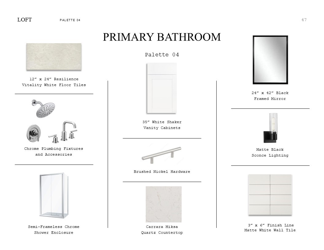 502 Samuel Rdg Drive Dayton, TX 77535 - Photo 18 of 33 Loft Look Palette 2: Primary Bathroom Selection Sheet (*Artist rendering used for illustration purposes only.)