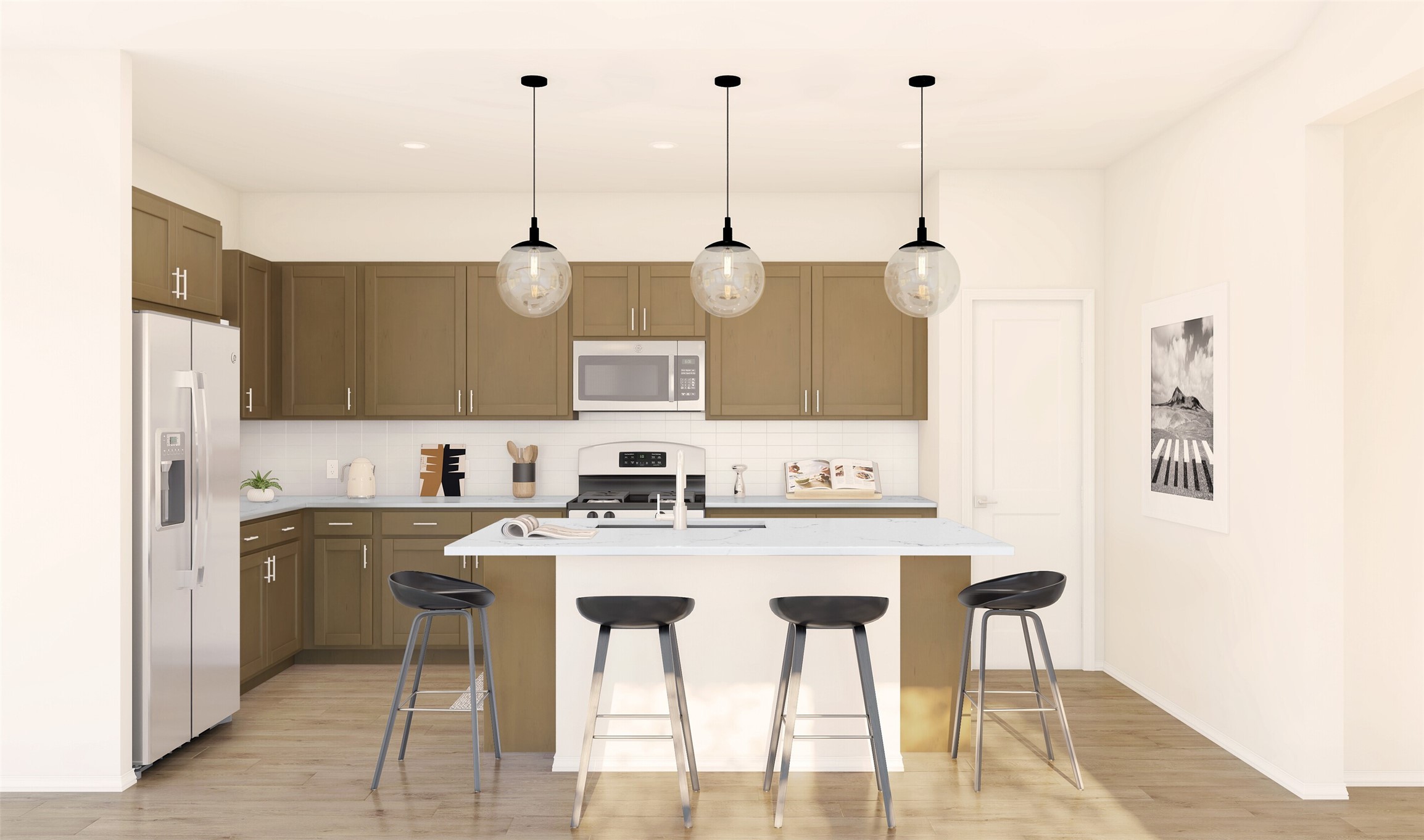 502 Samuel Rdg Drive Dayton, TX 77535 - Photo 6 of 33 Lovely island kitchen with light stain cabinets and quartz counters (*Artist rendering used for illustration purposes only.)