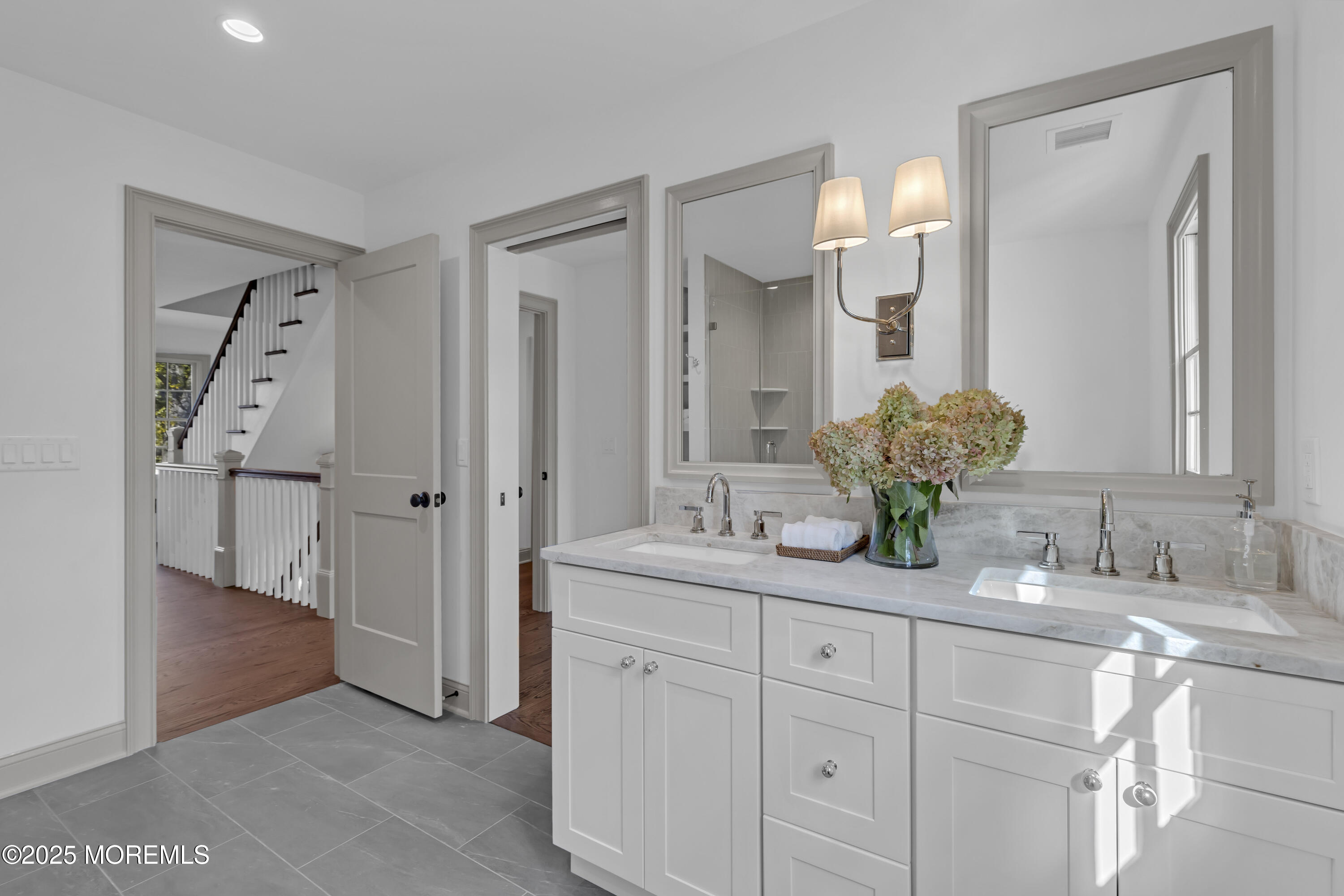 420 Rumson Road Little Silver, NJ 07739 - Photo 38 of 51 a bathroom with a granite countertop sink and a mirror