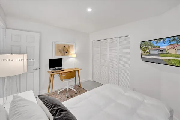 a living room with a couch and a table