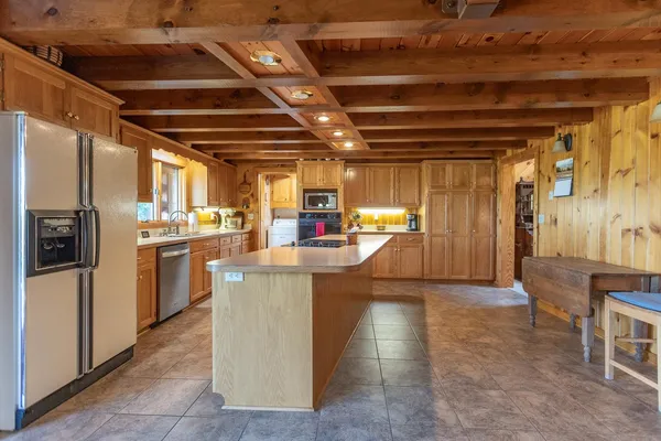 a view of a wooden roof deck