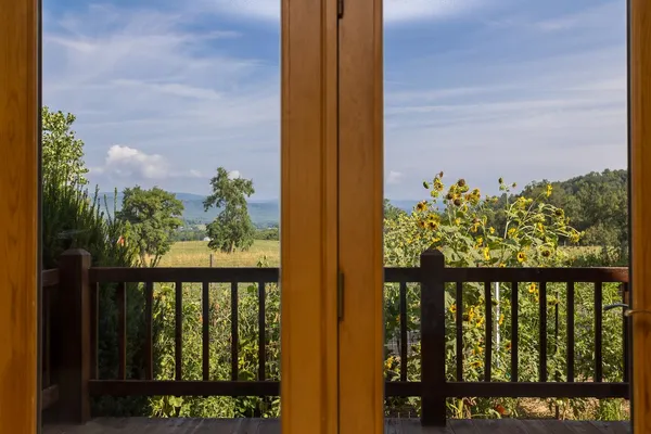 a bedroom with a bed and a closet