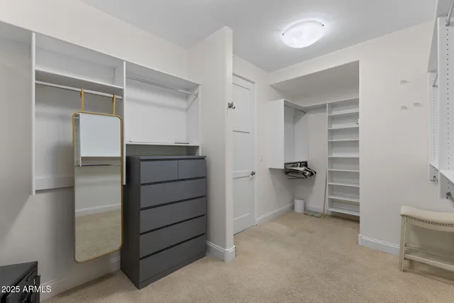 a view of an empty walk in closet