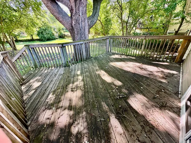 a view of deck and wooden floor