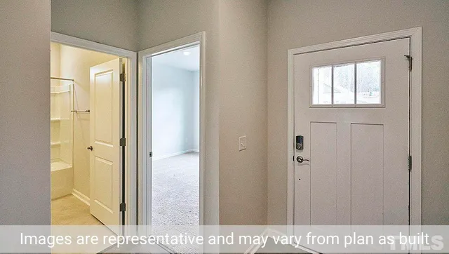 a view of a bathroom with a window