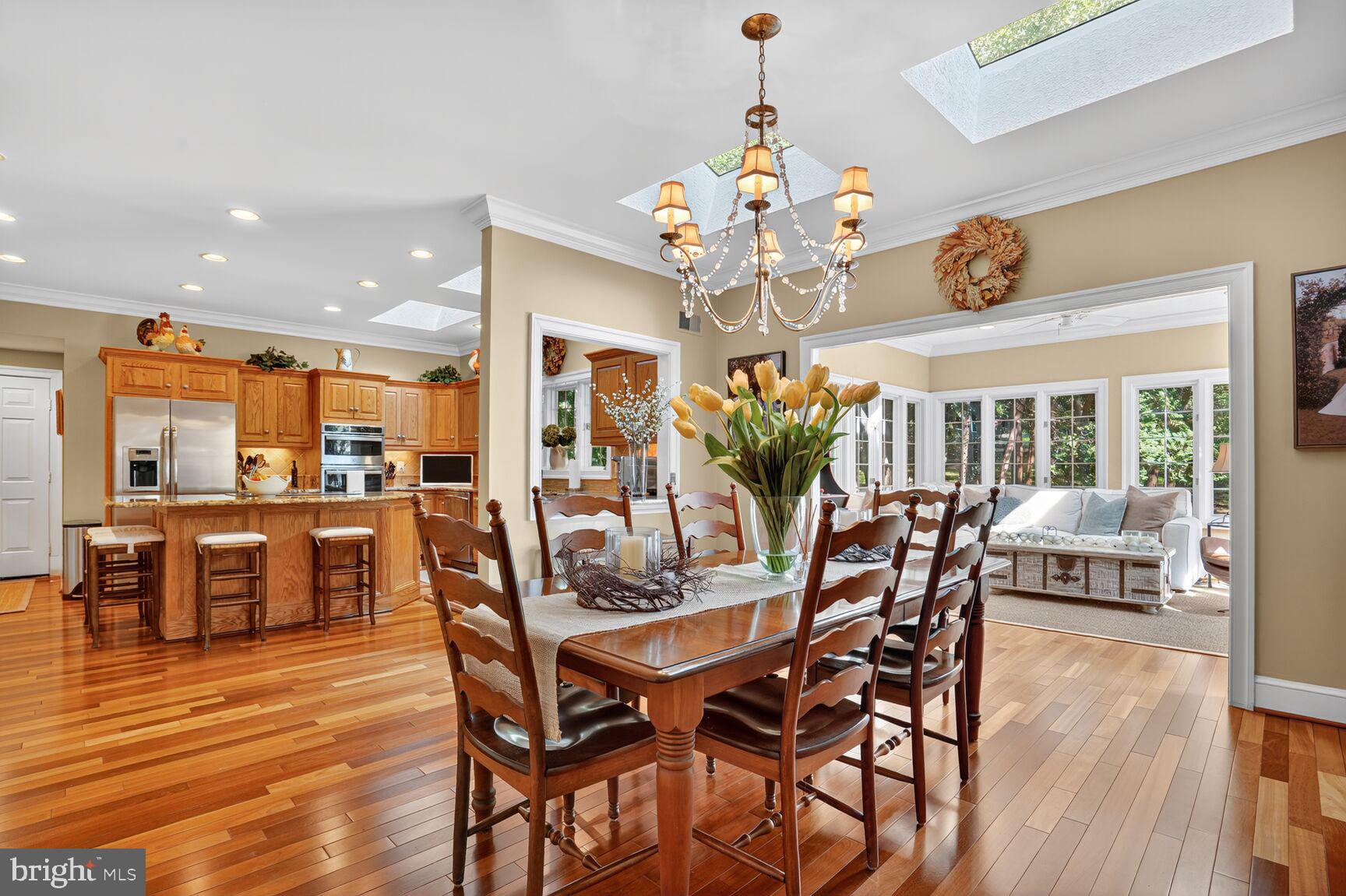 6705 Cedar View Court Clifton, VA 20124 - Photo 14 of 72 a view of a dining room with furniture wooden floor and chandelier