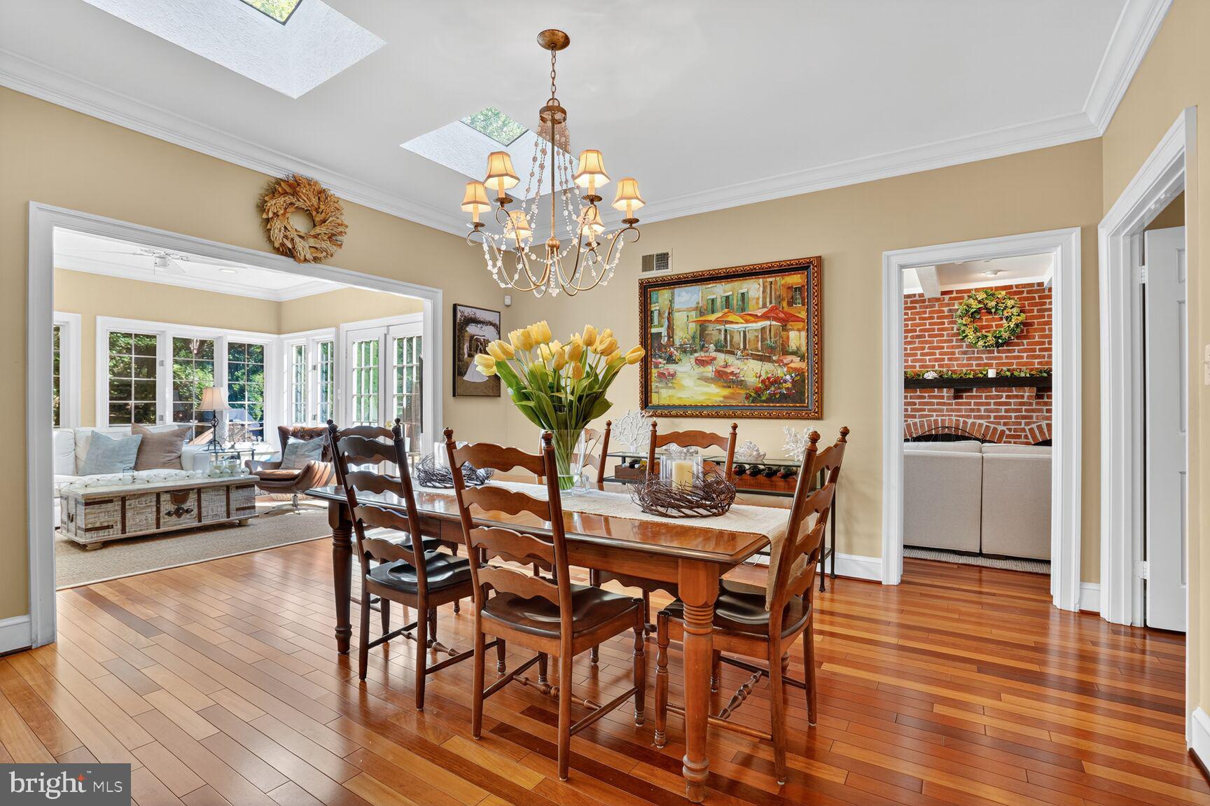 6705 Cedar View Court Clifton, VA 20124 - Photo 15 of 72 a view of a dining room with furniture wooden floor and chandelier