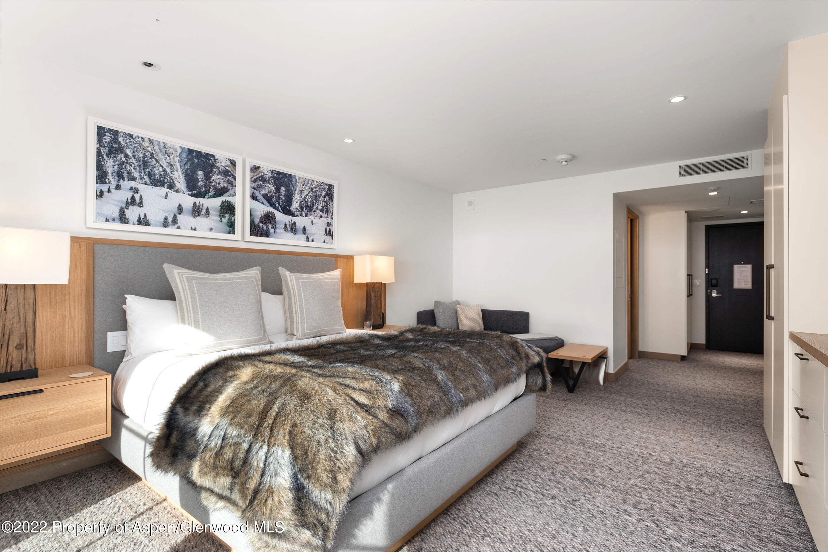 550 South Spring Street, Unit 392 Aspen, CO 81611 - Photo 17 of 41 a spacious bedroom with a bed and a couch