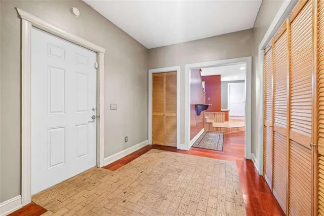 a close view of a closet