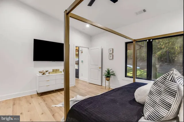 a workspace with furniture and a window