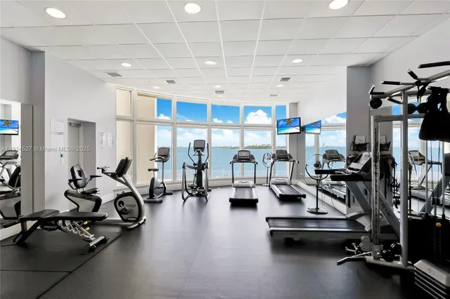 a view of a room with gym equipment