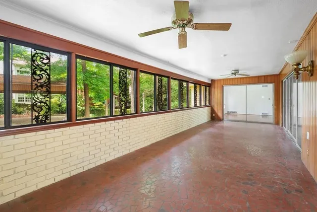 a view of a livingroom with a large window