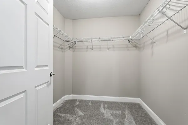 a view of a room with racks on the wall