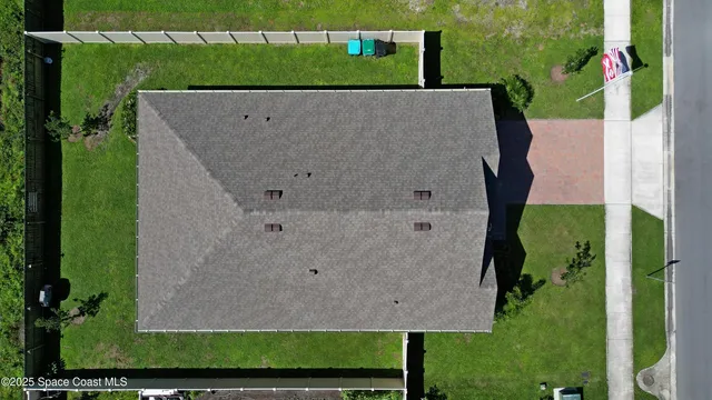 an aerial view of a house