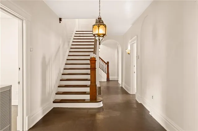 a view of entryway with wooden floor