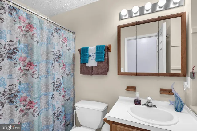 a bathroom with a sink toilet and mirror