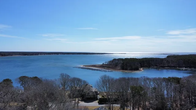 a view of a lake and mountain in the back