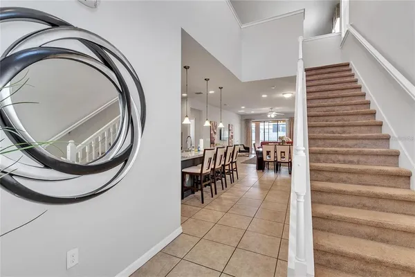 a view of a hallway with washer and dryer