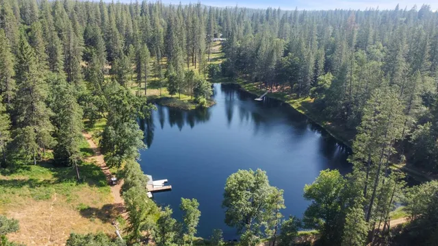 a view of a lake with outdoor space