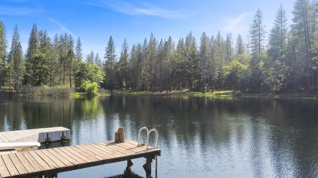 a view of balcony with wooden floor