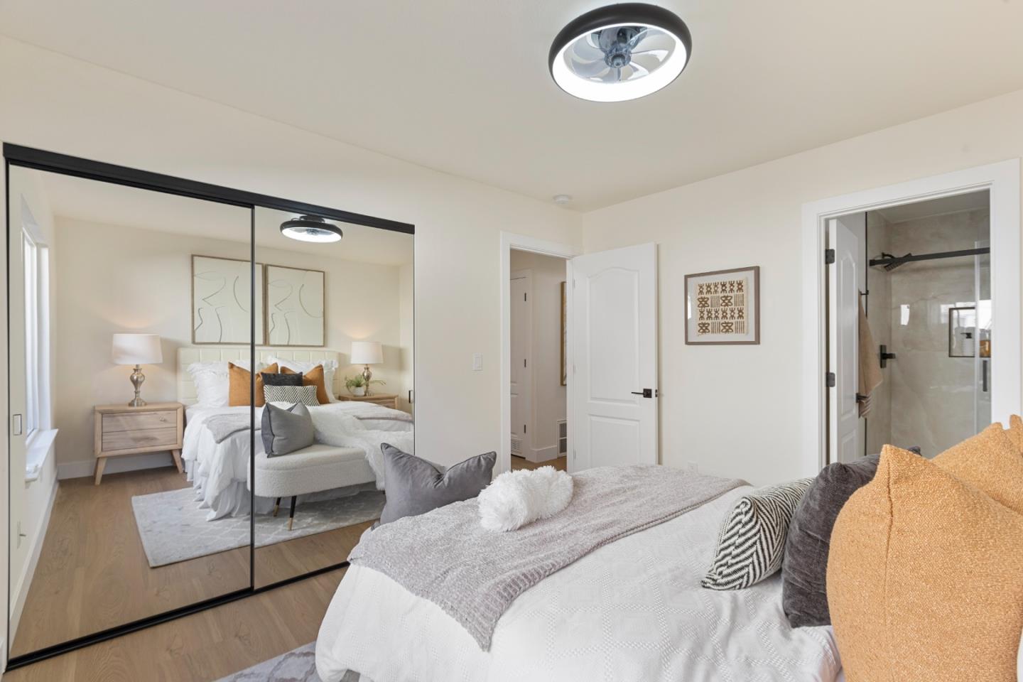 262 Checkers Drive San Jose, CA 95116 - Photo 9 of 17 a bedroom with bed and a large mirror