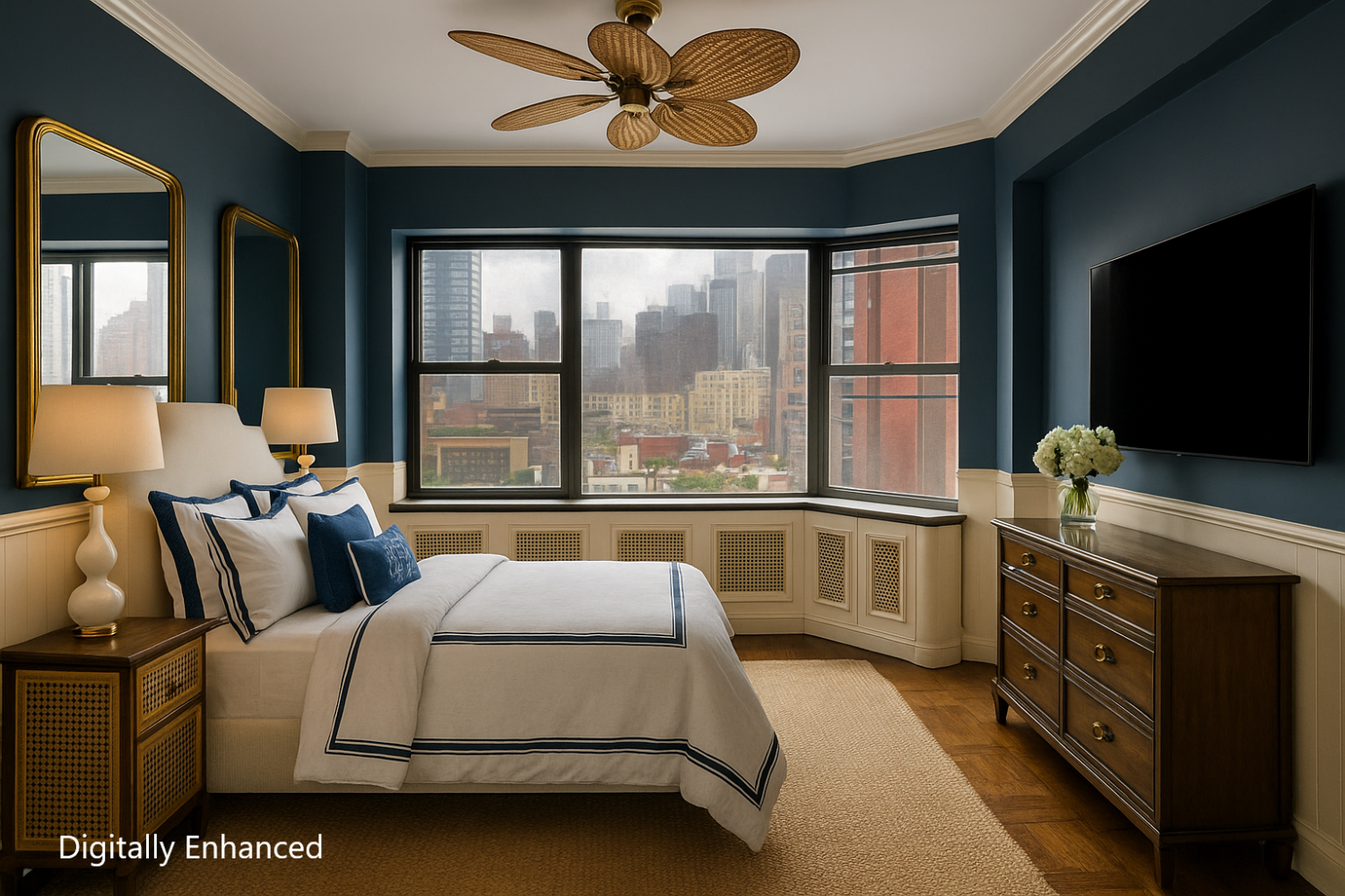 215 East 79th Street, Unit 12B Manhattan, NY 10075 - Photo 5 of 11 a bedroom with a large bed and a large window