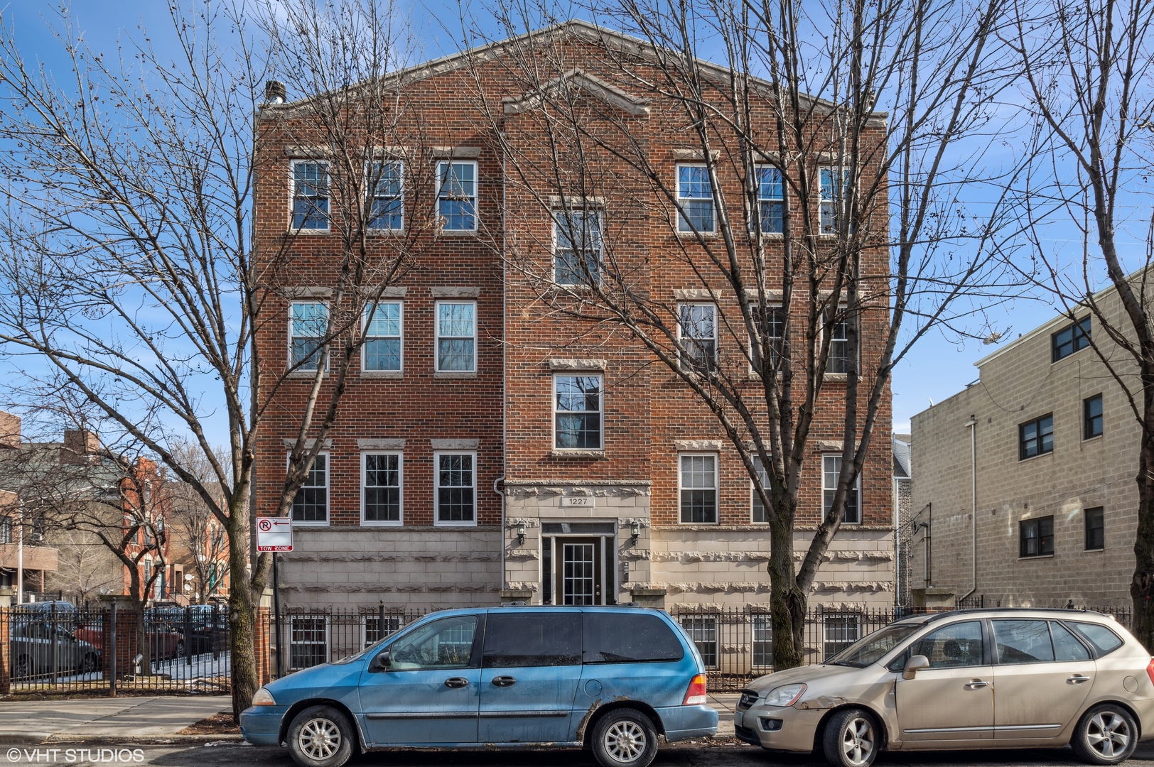 a car parked in front of a building