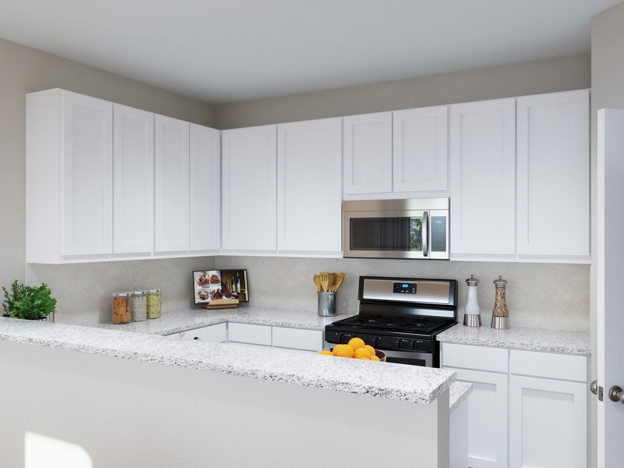 13674 Kit Run Splendora, TX 77372 - Photo 19 of 31 a kitchen with stainless steel appliances granite countertop a sink a stove and a white cabinets