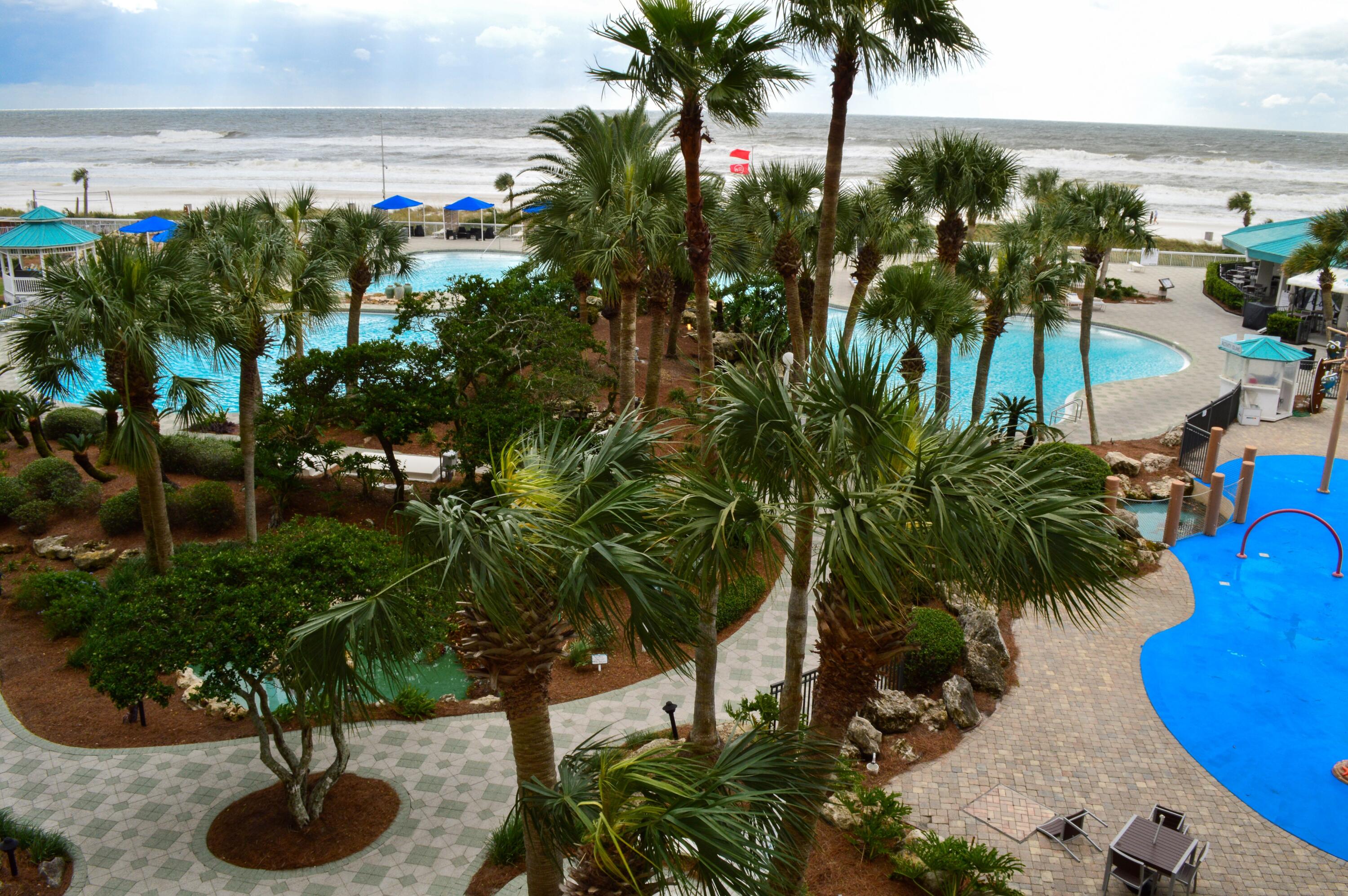 11483 Front Beach Road, Unit 307 Panama City Beach, FL 32407 - Photo 10 of 12 a palm plant sitting in a park next to a building