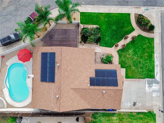 an aerial view of a house