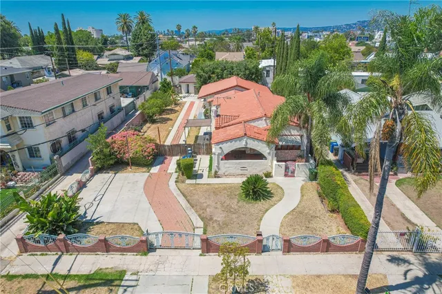 an aerial view of a house