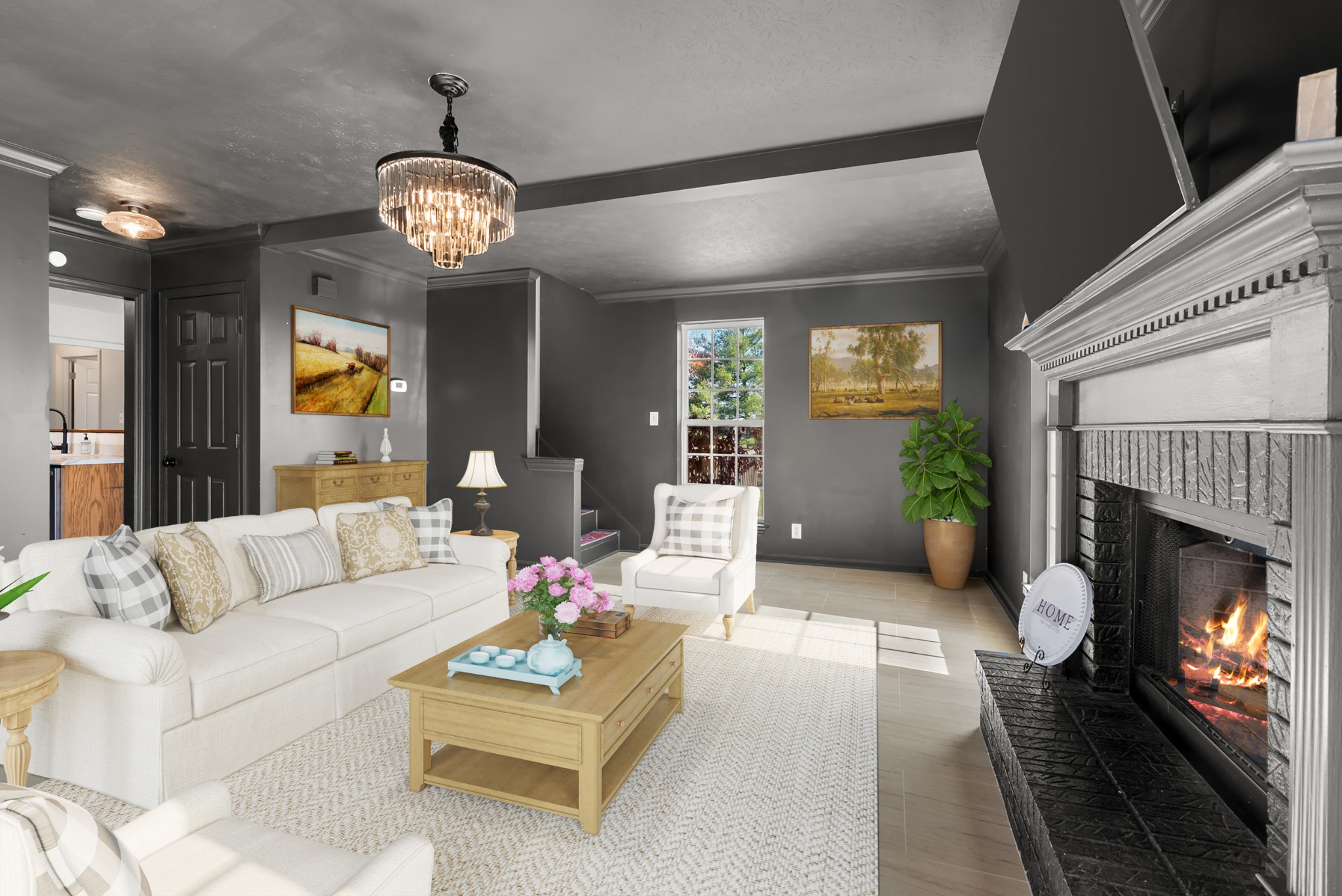 2867 Jack Teasley Road Pleasant View, TN 37146 - Photo 12 of 61 a living room with furniture a fireplace and a flat screen tv