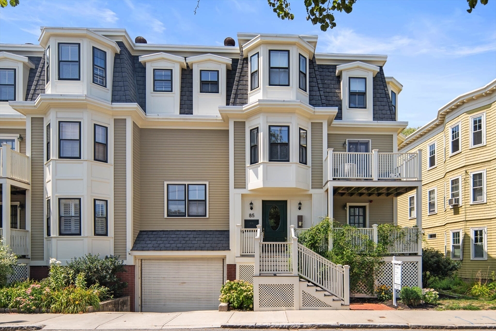 a front view of a multi story building