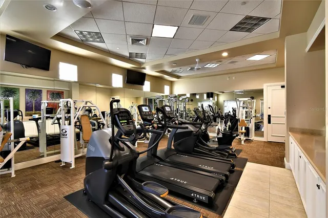 a view of a room with gym equipment