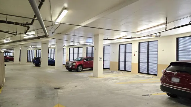 a view of a car in garage