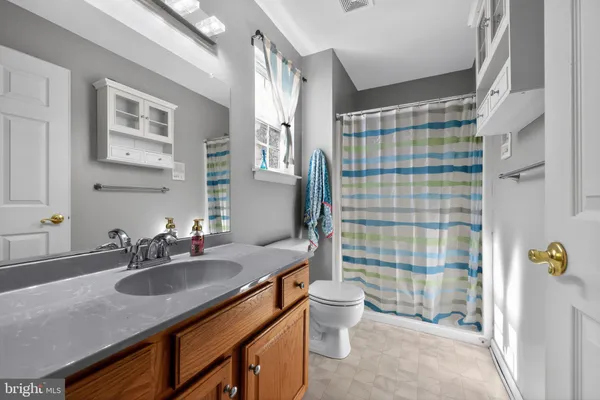 a bathroom with a sink toilet a shower and a mirror