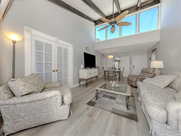 a living room with furniture