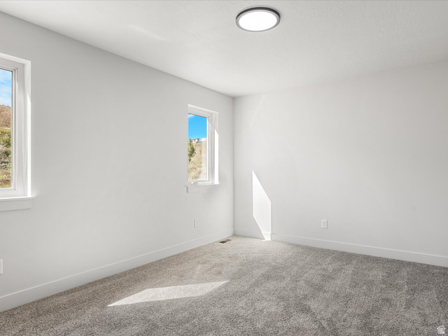 1159 North Broad Hollow Road Garden City, UT 84028 - Photo 35 of 55 Bright room with two windows, a flush-mount ceiling light, white walls, and gray textured carpeting