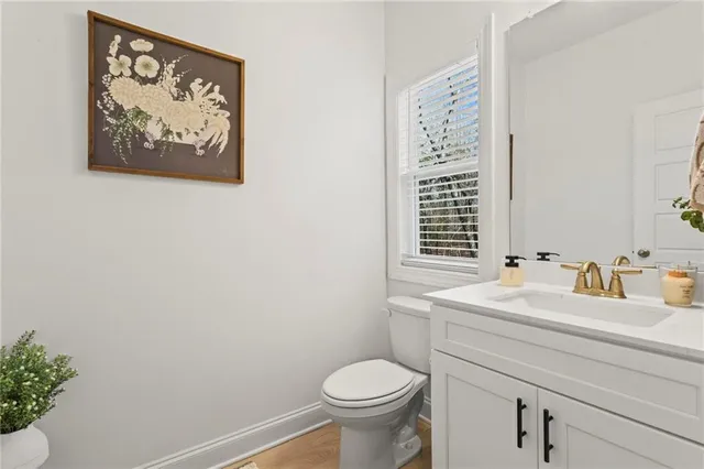 a bathroom with a toilet a sink and a mirror