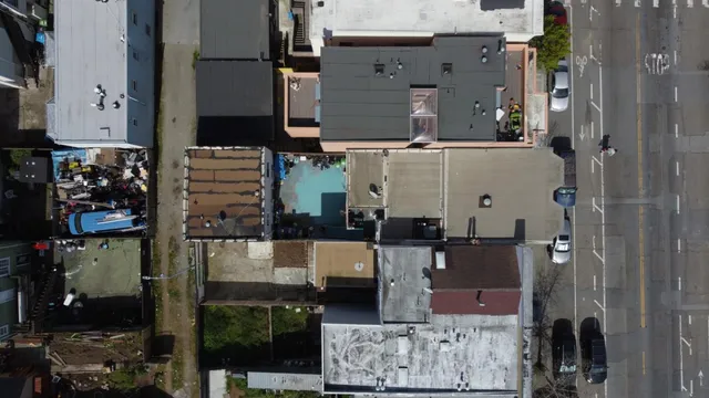 an aerial view of a city